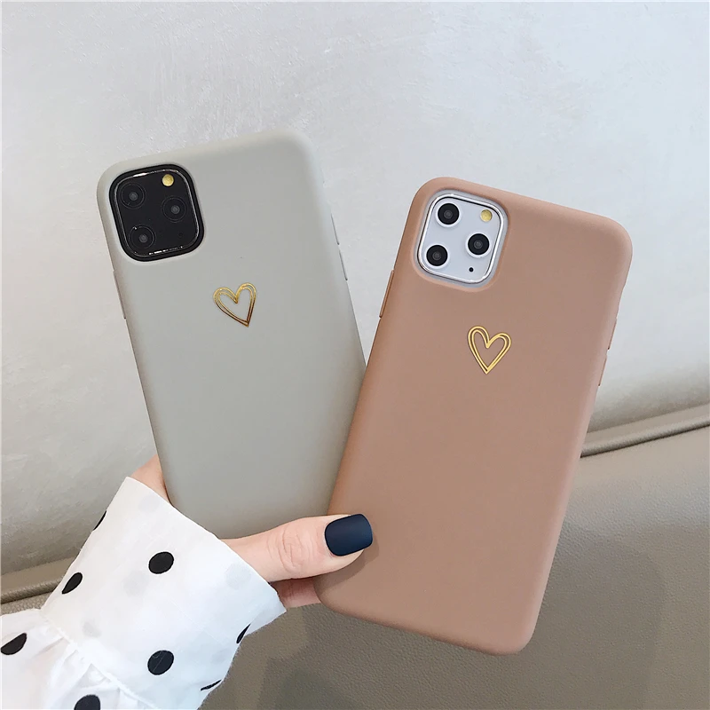 Простой Стильный чехол для телефона с сердечком iPhone XR 11 Pro XS Max 6s 7 8 Plus