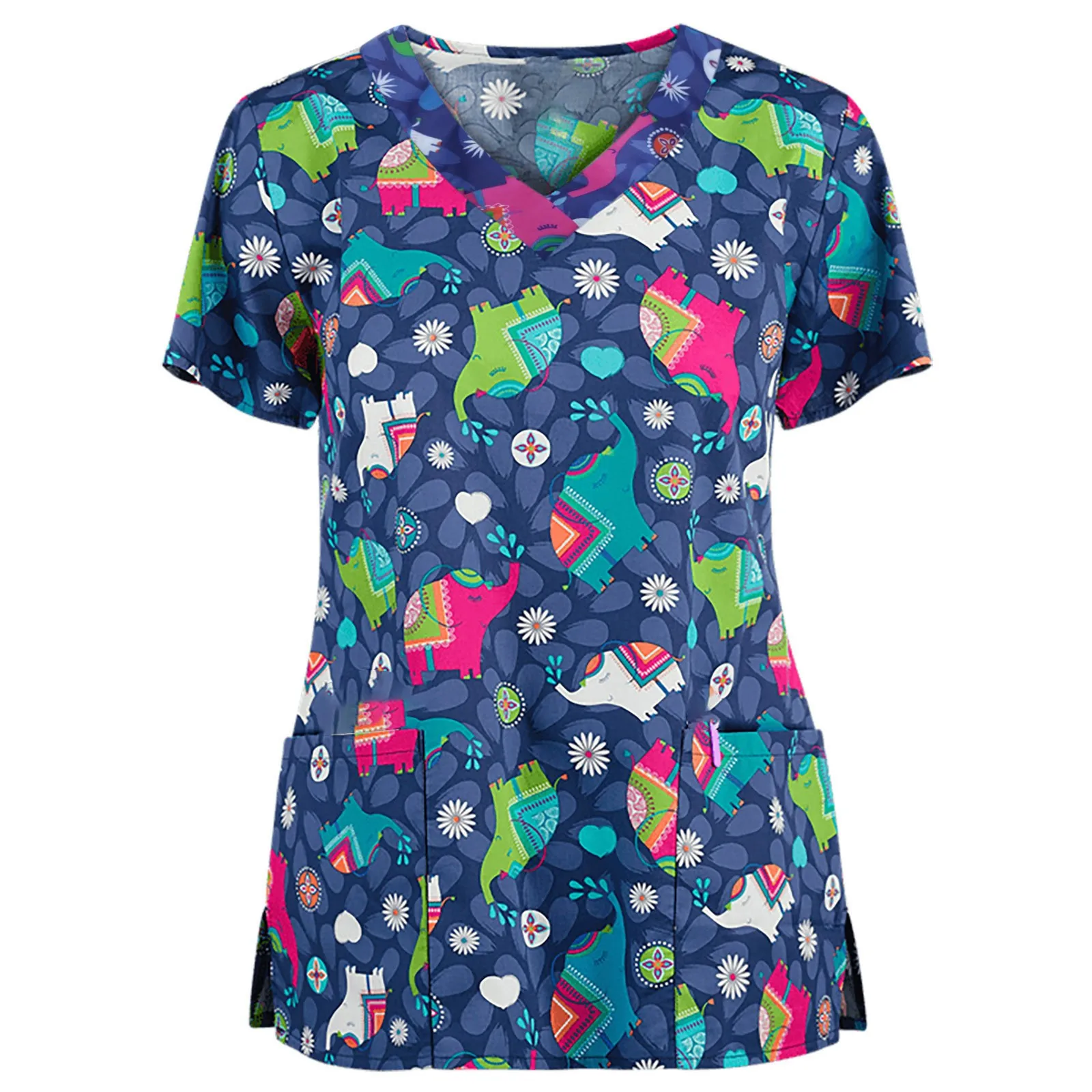 

Plus Size 3XL Thanksgiving Nurse Uniform Blouse Women Short Sleeve Working Scrubs Tops Carer Worker Uniform Gorro Enfermera A40