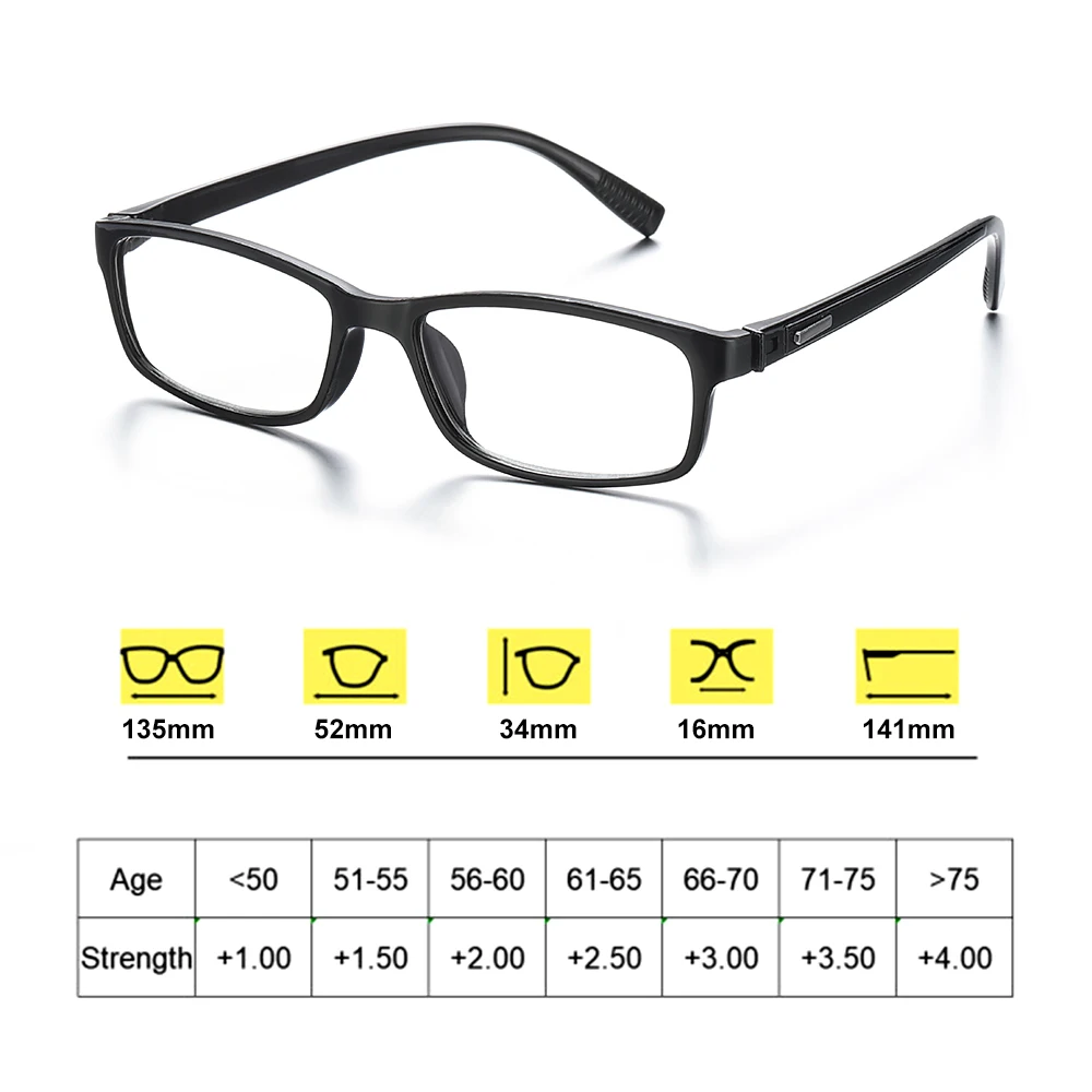 

New Ultralight TR90 Reading Glasses Men Women Blue Light Blocking Glasses Anti Eyestrain Presbyopia Eyeglasses +1.0~+4.0