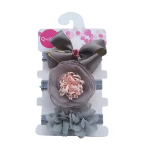 3 шт.партия, Цветочная эластичная повязка на голову с бантами для маленьких девочек, головной убор с цветочным бантом, аксессуары для волос для маленьких девочек на день рождения