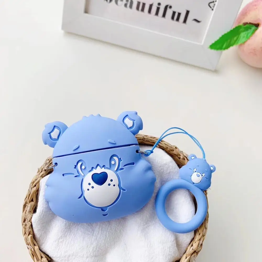 Забавный 3D радужный медведь любовь Сердце Медведь Bluetooth беспроводная гарнитура Набор силиконовый чехол для гарнитура для airpods защитный чехол против падения - Цвет: B