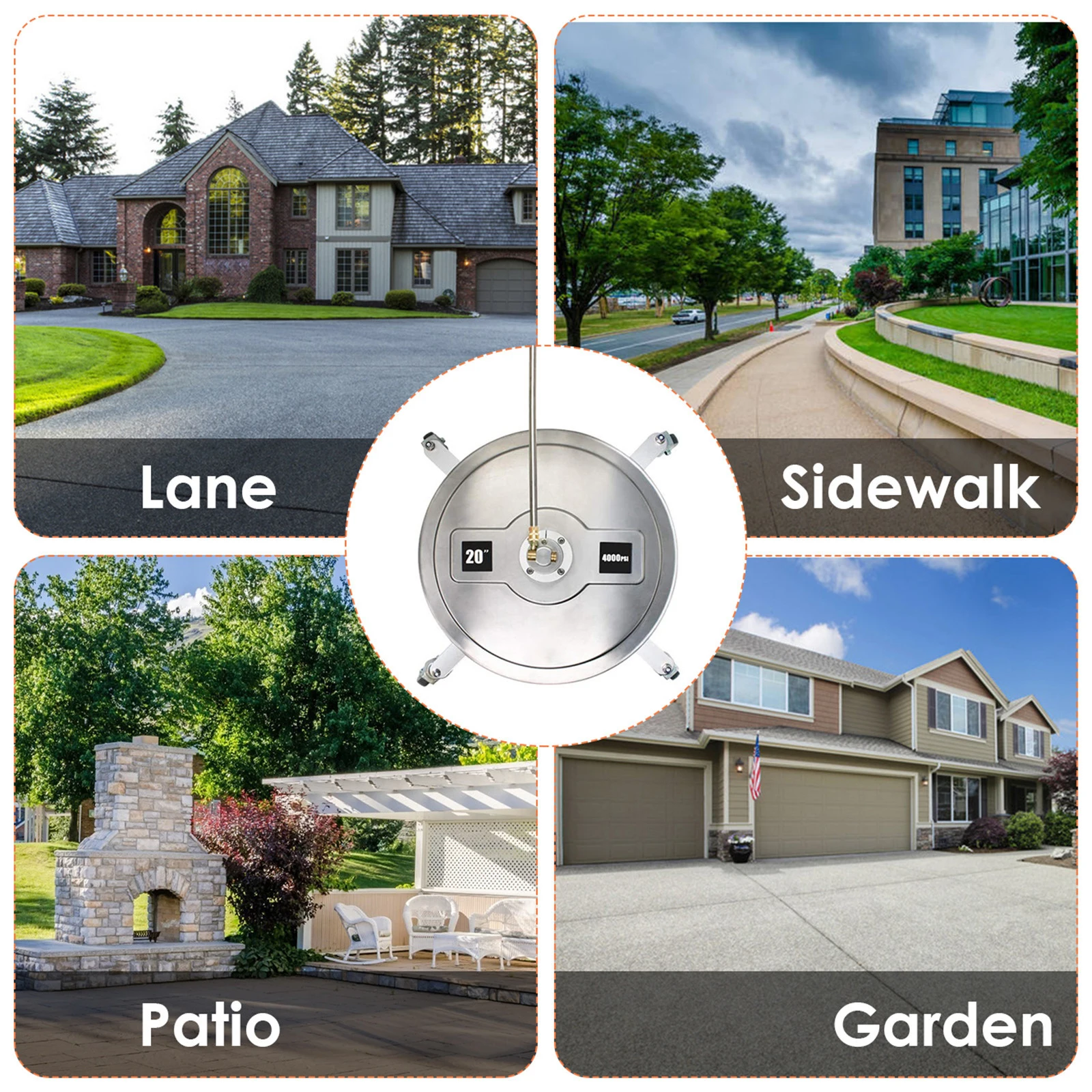 

20'' Pressure Washer Surface Cleaner Power Washer Accessory with 2 Extension Wand Attachments 4000 PSI