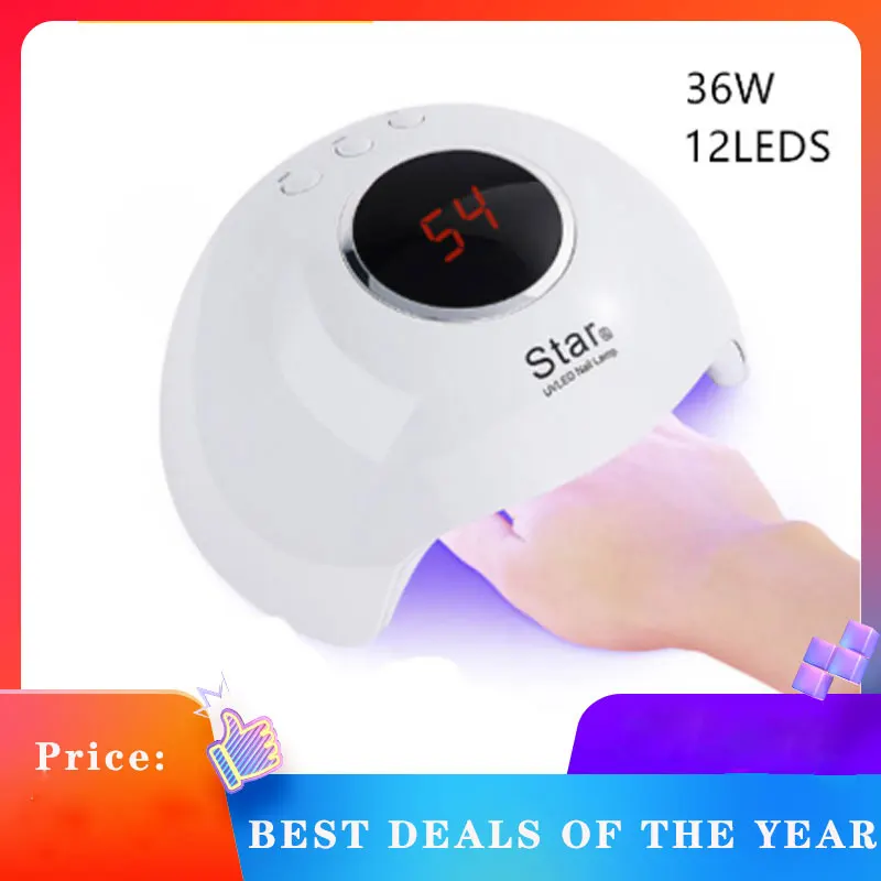 36 Вт STAR6 УФ лампа для маникюра светодиодный USB Smart сроки Сушилка ногтей лампы