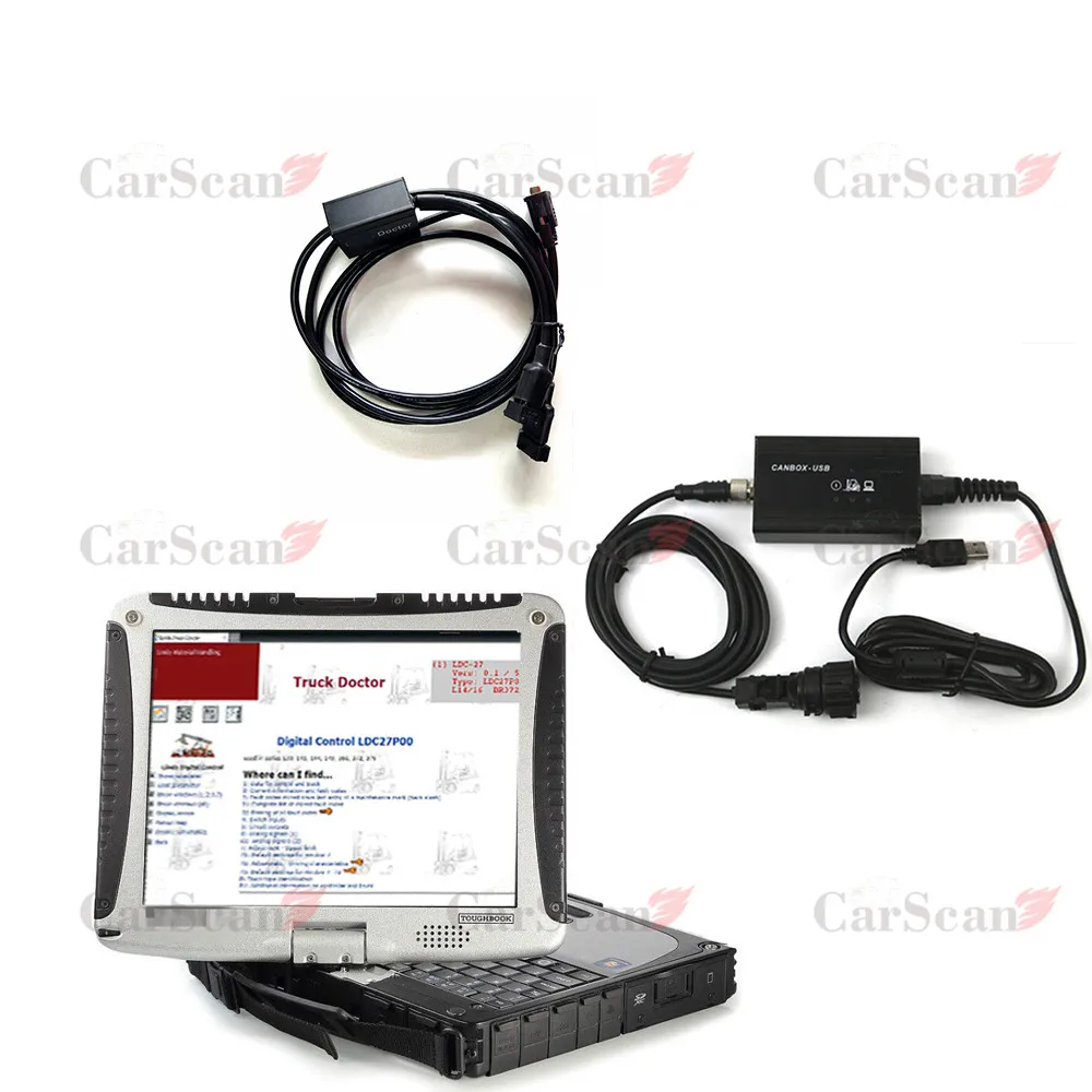 

Canbox-USB Forklift With Linde pathfinder linde LSG forklift diagnosis scanner CF19 laptop Linde canbox doctor tool