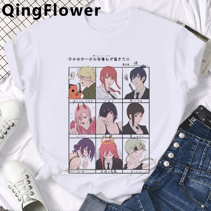 Футболка мужская с принтом из аниме бензопилы Повседневная рубашка в японском