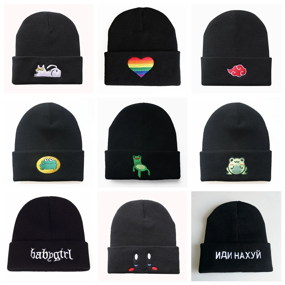 Шапка с мультяшной вышивкой для косплея теплая вязаная шапка унисекс взрослых и