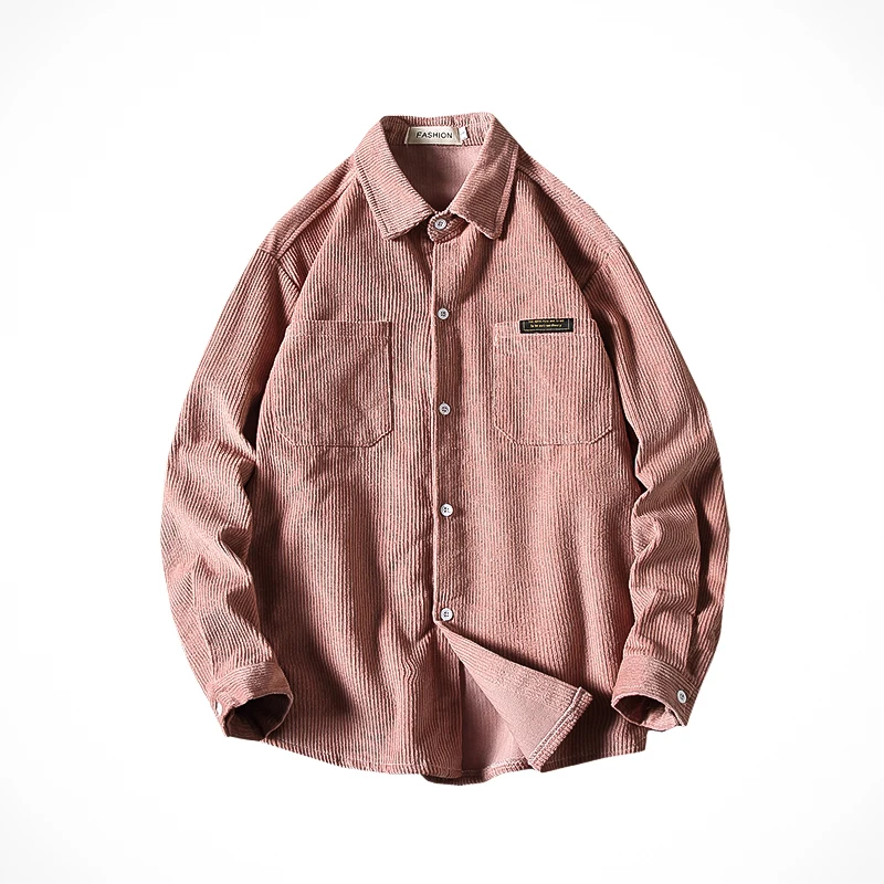 

Men Loose Long-Sleeved Shirt M-5Xl Winter Padded Corduroy Shirt Men Warm Fashion Retro Solid Color Casual Cotton Shirt