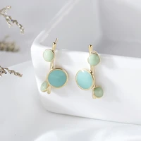 jaeeyin 2021 new arrivals light green epoxy geometric round shape elegant gold color fashion holiday jewelry gift for womenhigh