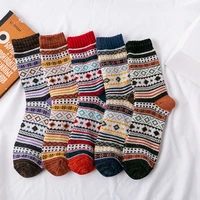 5pairslot new winter thick warm wool women socks colorful socks fashion casual euramerican national wind flowers cotton sock