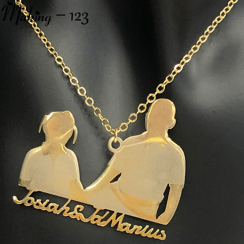 

Making-123 Cartoon Name Pendent Necklace For Kids Custom Personal Photo Picture Nameplate Pendent for Family Picture necklace