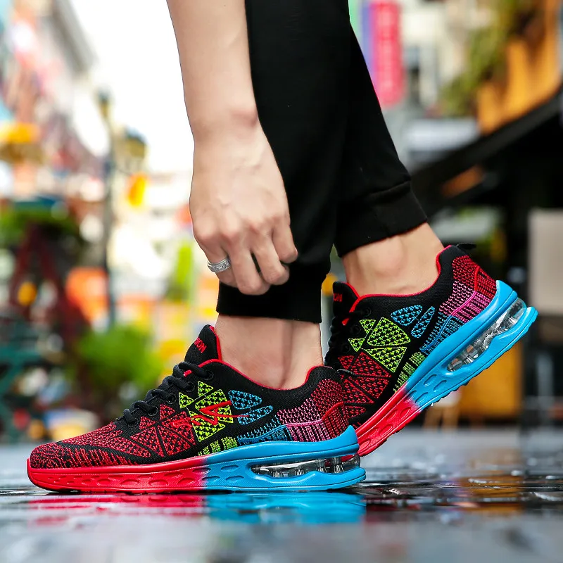 

Summer Outdoor Black Red Mens Running Shoes Breathable Unisex Air Sneakers Men Sports Shoes Bounce Trainers zapatillas deportiva