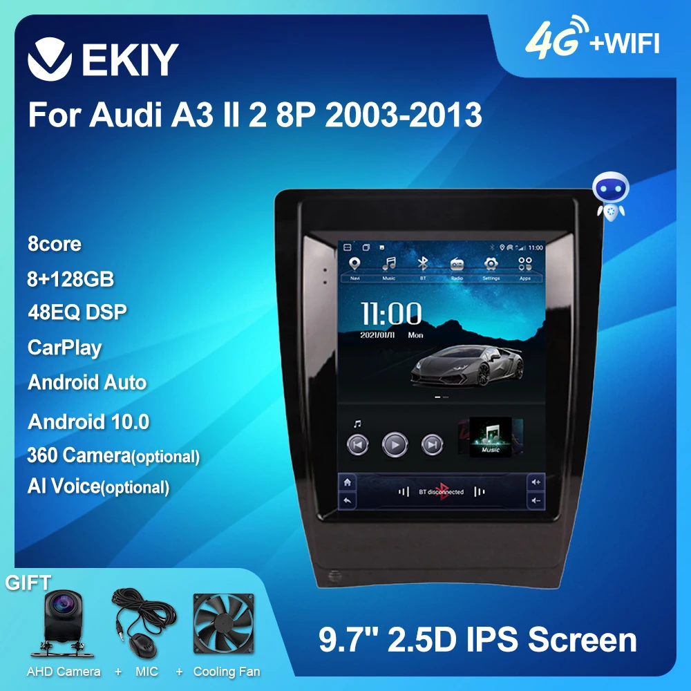 

EKIY 6 + 128G DSP Android 10 автомобильное радио для Audi A3 II 2 8P 2003-2013 Tesla вертикальный экран Navi GPS стерео Мультимедийный Плеер DVD