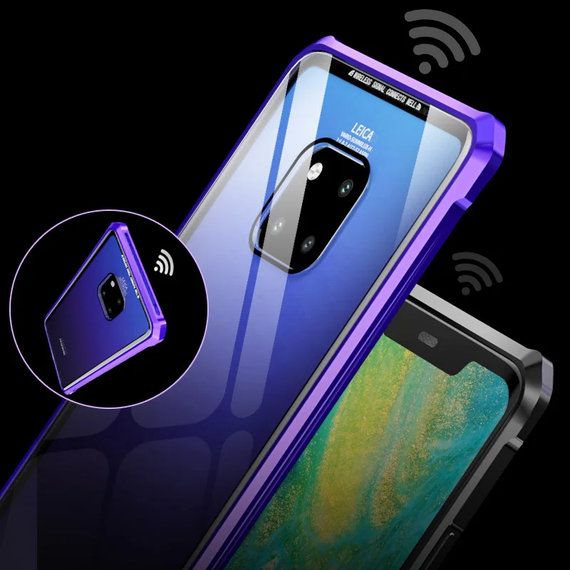 Металлический бампер для Huawei Mate 20 Pro Honor 9X жесткий стеклянный алюминиевый чехол с