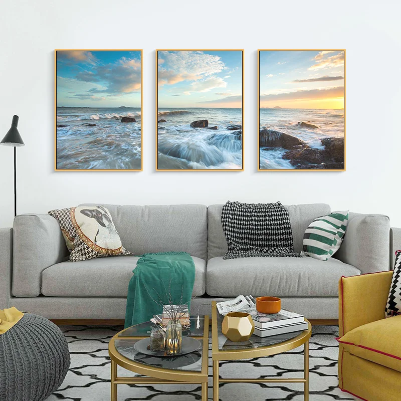 APOSTER скандинавский красивый рассвет голубое море холст живопись и постеры принты