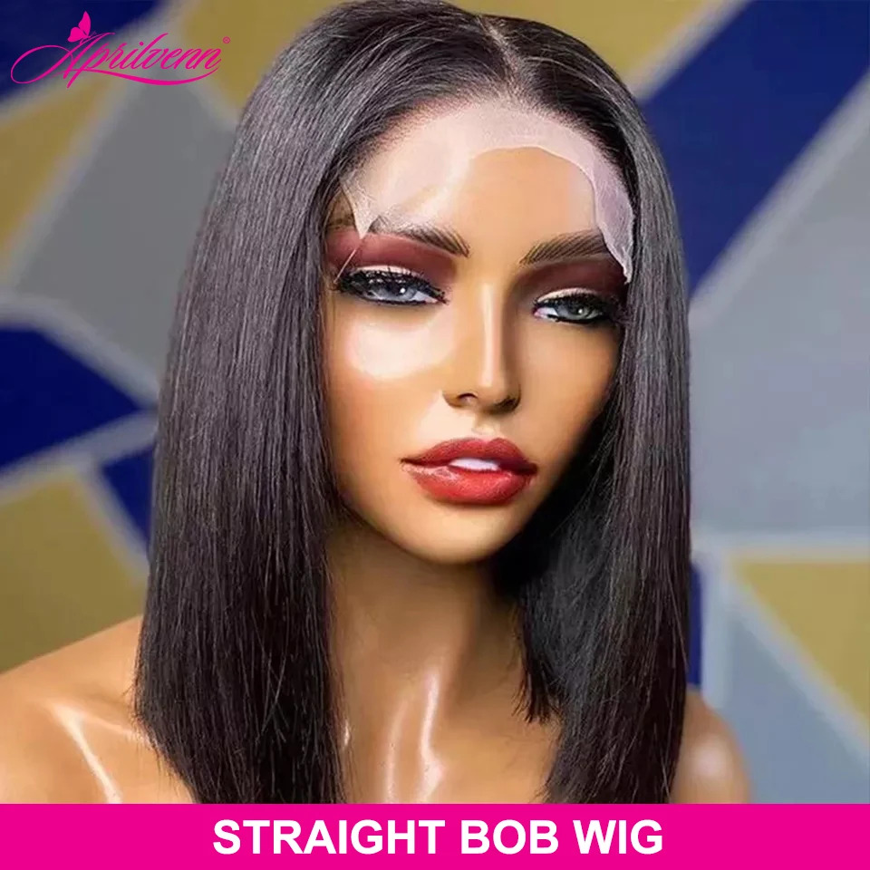 Straight Bob Human Hair Wigs 4X4 Lace Closure Bob Wigs Straight Short Bob Wig Aprilvenn Malaysian Lace Frontal Human Hair Wigs