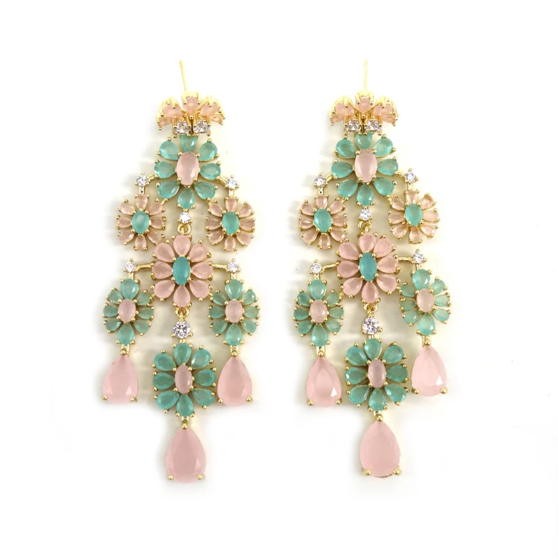 

Luxury Water Drop Cubic Zircon CZ Long Dangle Earrings For Women Wedding DUBAI Drop Earrings boucle d'oreille femme 2021