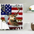 Занавеска для ванны с американским флагом, водонепроницаемая тканевая занавеска для душа с крючками, экран для ванны в США для декора ванной комнаты