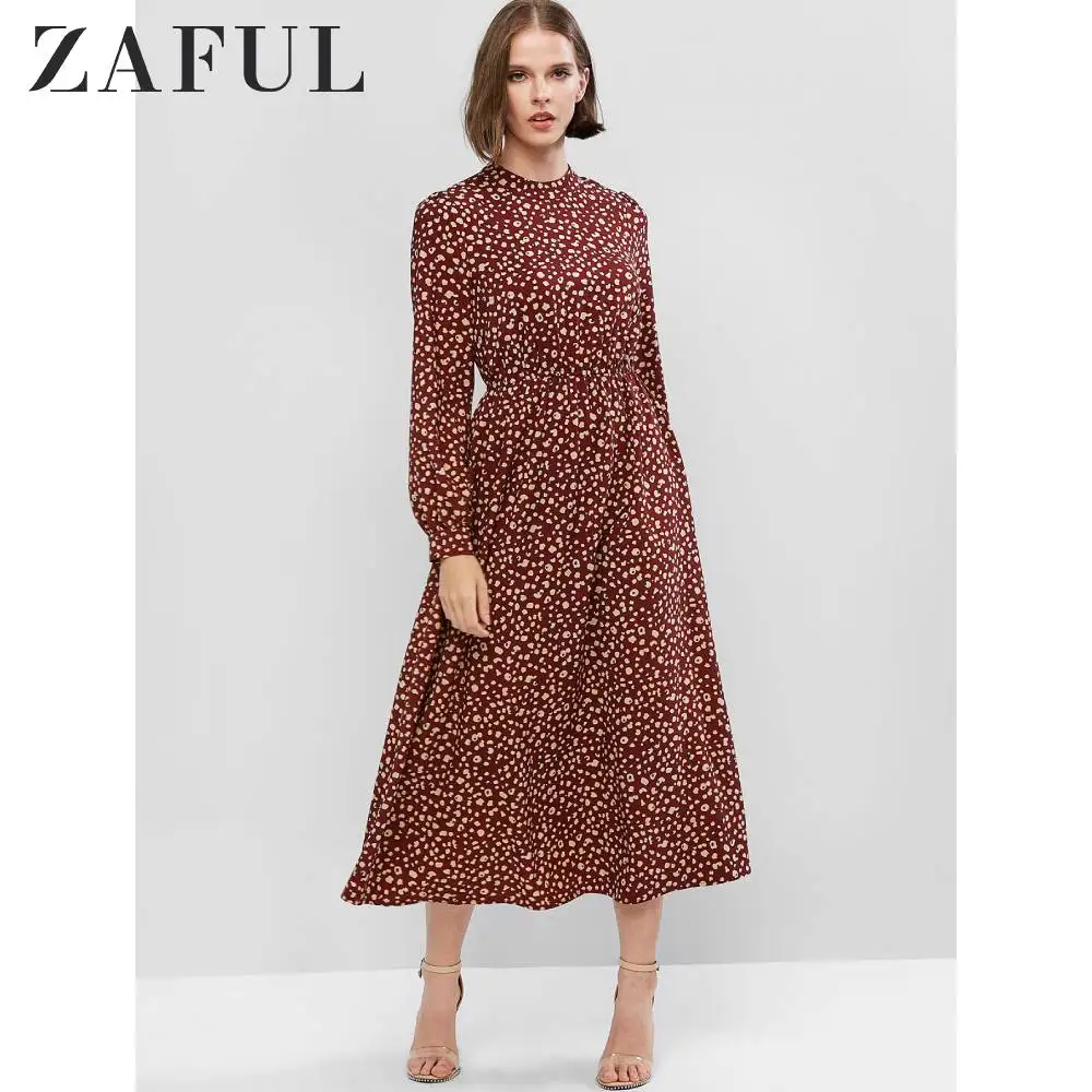 Женское ТРАПЕЦИЕВИДНОЕ ПЛАТЬЕ ZAFUL осенне весеннее платье с высокой талией