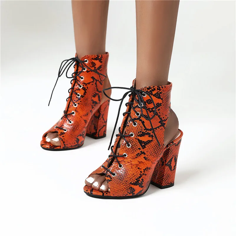 

ASUMER 2021 big size 33-50 women sandals peep toe snake cross tied summer gladiator sandals fashion high heel shoes ladies