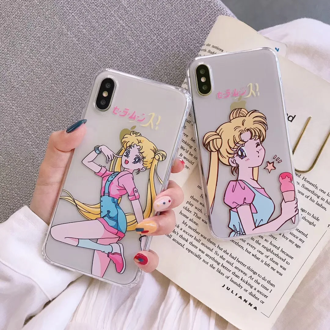 Японский аниме Сейлор Мун чехол с принцессой для Apple iPhone X XS Max Xr 7 8 6 6s Plus девушка конфеты ТПУ прозрачный чехол для телефона Fundas