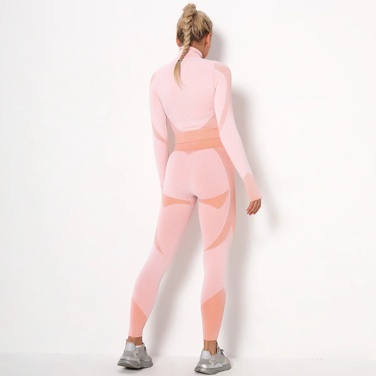 

Sports Yoga Clothes Running Jumper Seamless Zip Yoga Suit Women Knitted Hip Elastic Fitness Pants