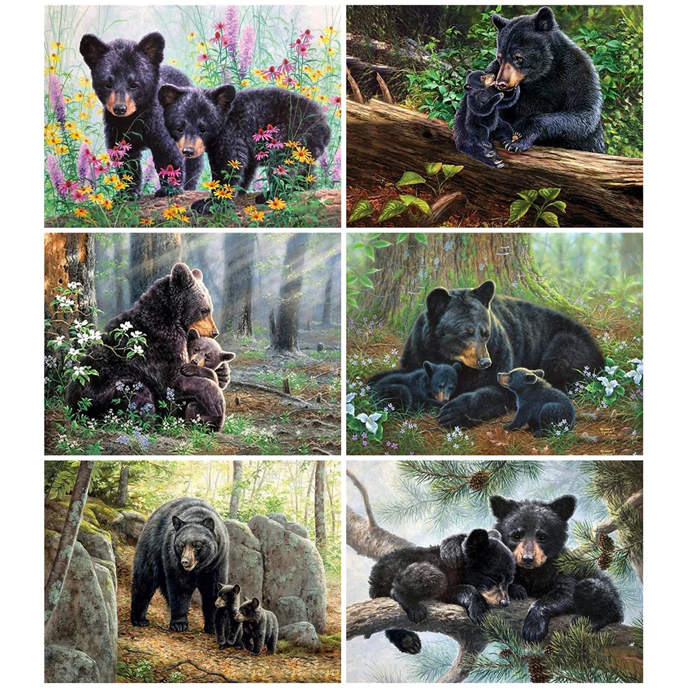 

5D DIY Diamond Painting Bear Watercolor Painting In Lounge Room Home Wall Decor Personalized Cross Stitch ​Puzzles Gift