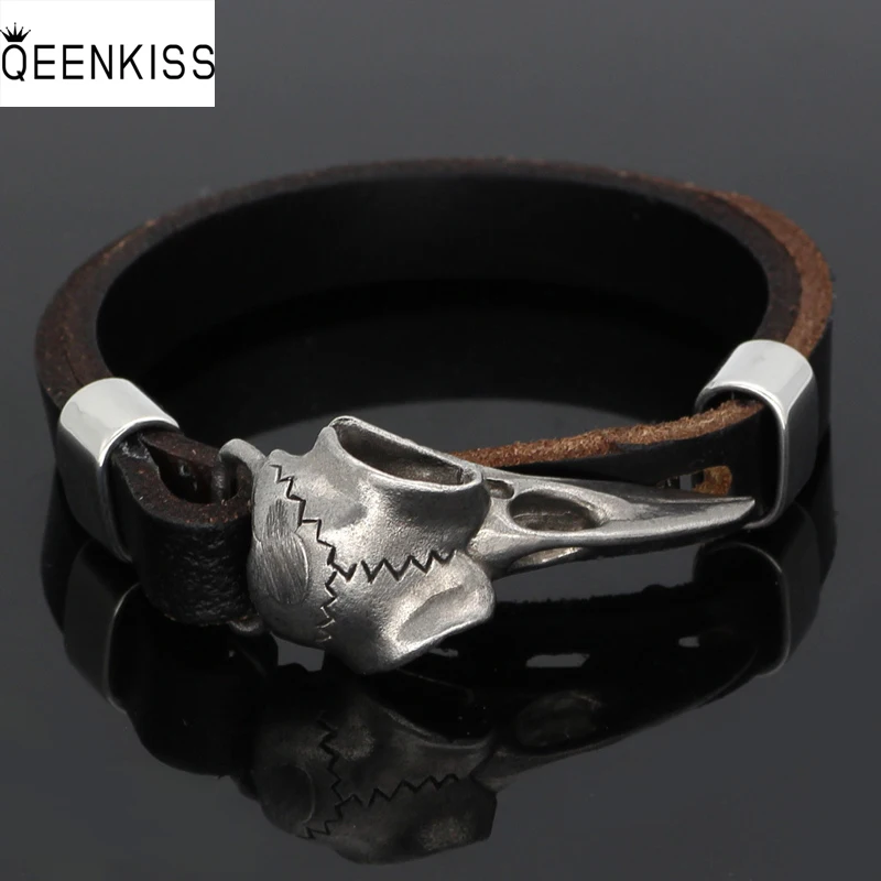 

QEENKISS BT832 Изящные ювелирные изделия оптом модный мужской подарок на день рождения свадьбу пиратский череп Хэллоуин Титановый стальной кожан...