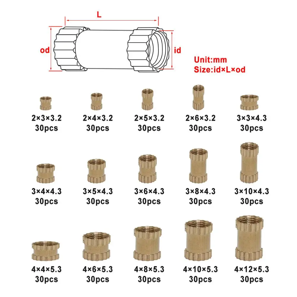 Boerray 450 шт Набор пластиковая круглая накатанная предварительно вставленная гайка