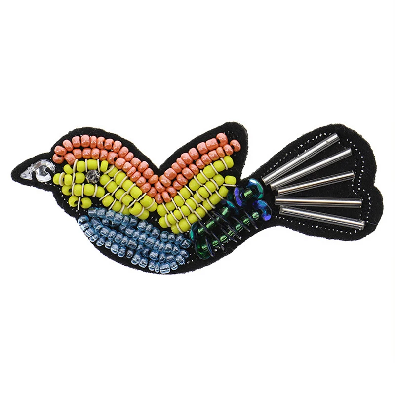 Разноцветная брошь ручной работы из бисера летающая птица нашивка для одежды