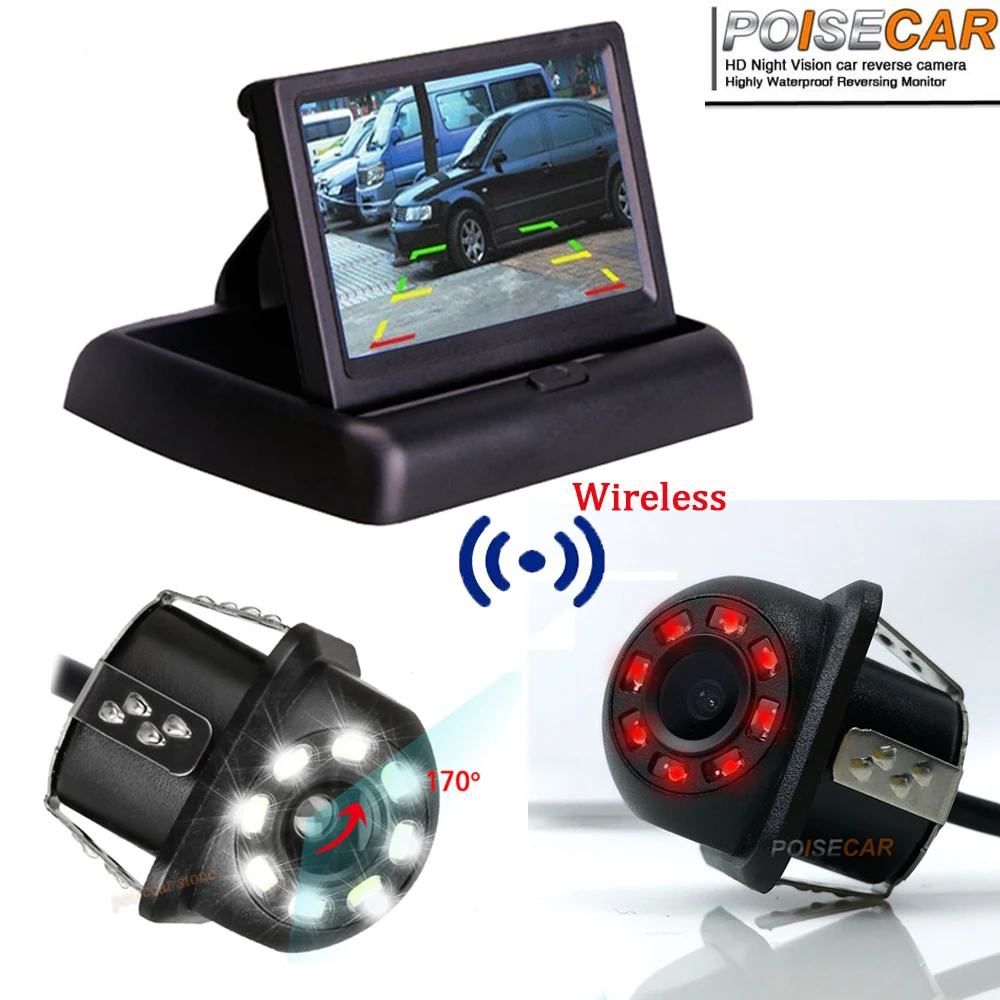 

POISECAR 4.3 inch TFT LCD HD Car Monitor Foldable Monitor Display Reverse Camera Parking System for Car Rear Display Monitors