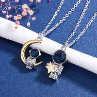 tkj ins wind star moon yue hangyuan necklace simple navigator couple necklace astronaut astronaut clavicle chain