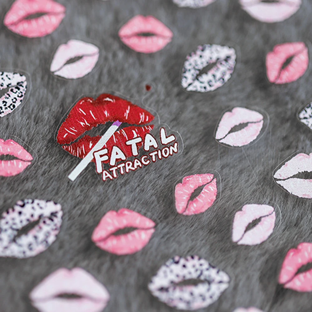 

5D гравированные наклейки для ногтей, очаровательные модные украшения для ногтей, слайдер, наклейка, клейкие сексуальные красные губы, «сдел...