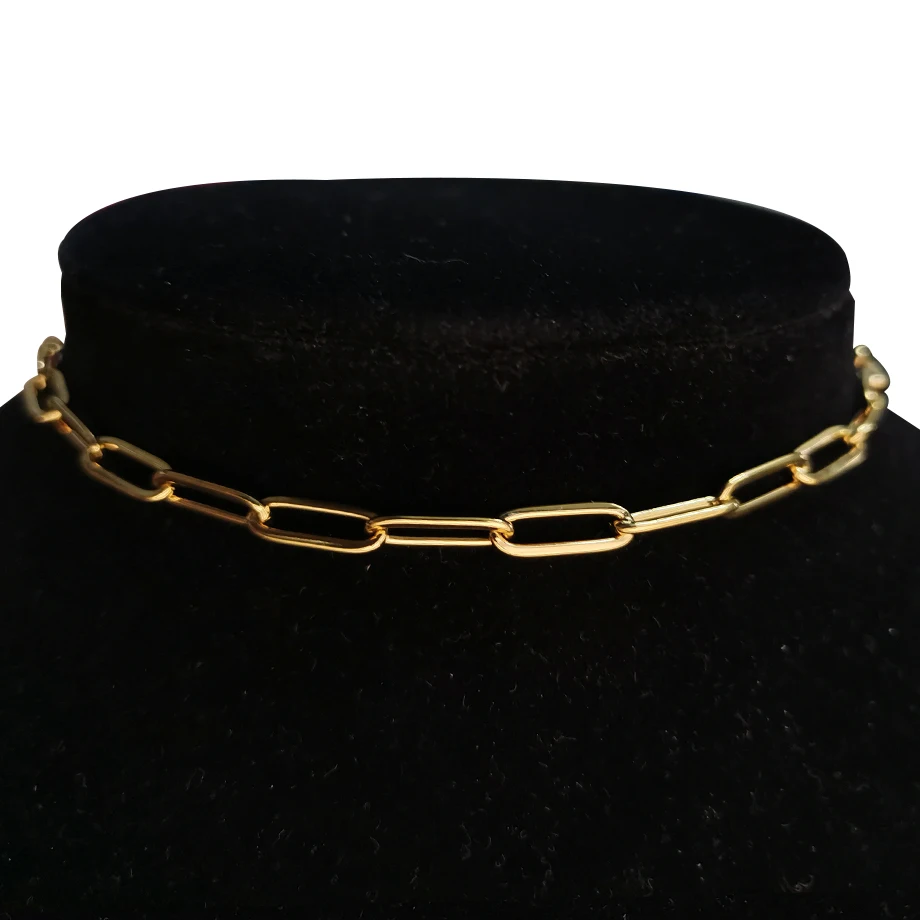 Купи Gold Color Stainless Steel Choker Necklace Women Hip-hop Punk Short Box Link Neck Chains for Women Jewelry Collares de Moda 2019 за 169 рублей в магазине AliExpress