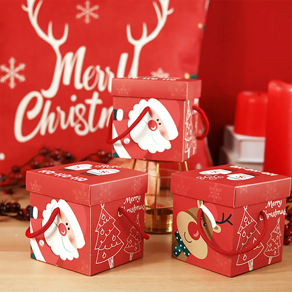 18pcs Christmas Gifts Packaging Box Paper Square Cube Apple Candy Container Present For Friends Presentes De Natal | Дом и сад
