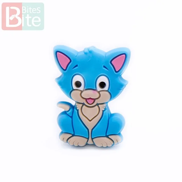 Cat Sky Blue Bite 5 шт. кролик силиконовые бусины пищевого качества силиконовые бусины-прорезыватели Детские Жевательные BPA бесплатно Товары для малышей Мини Кролик Детский Прорезыватель - Цвет: Cat Sky Blue