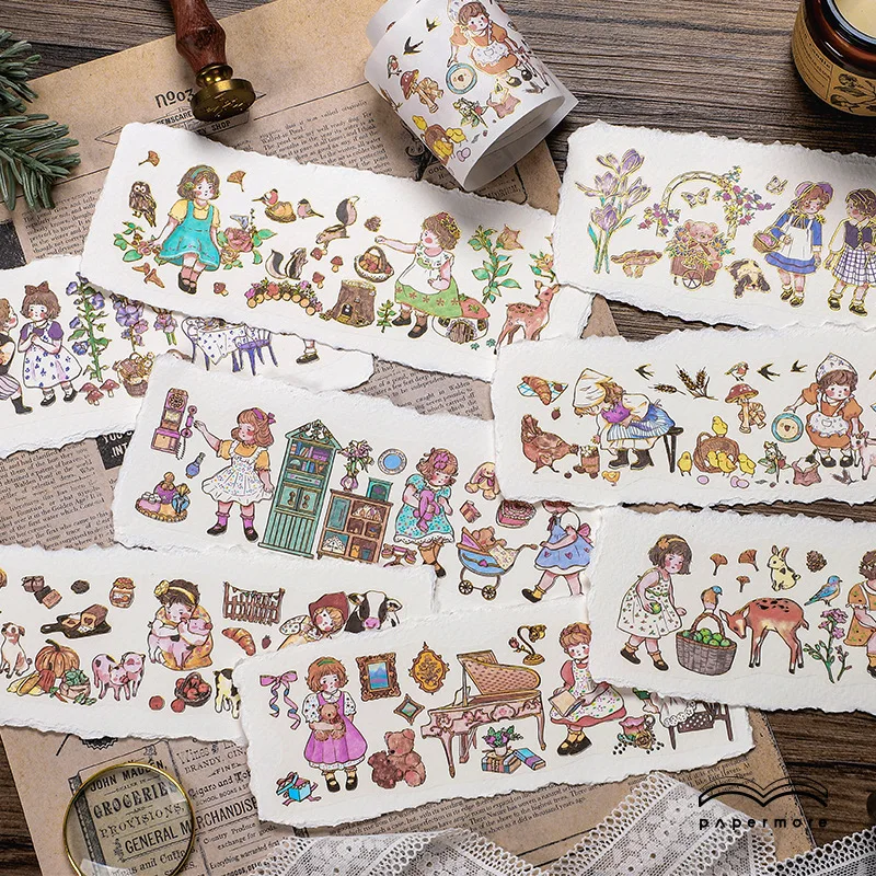 

Forest Girl Series Masking Tape Cartoon Cute Hand Account Washi Decorative Adhesive Sticker Scrapbooking Diary Stationery