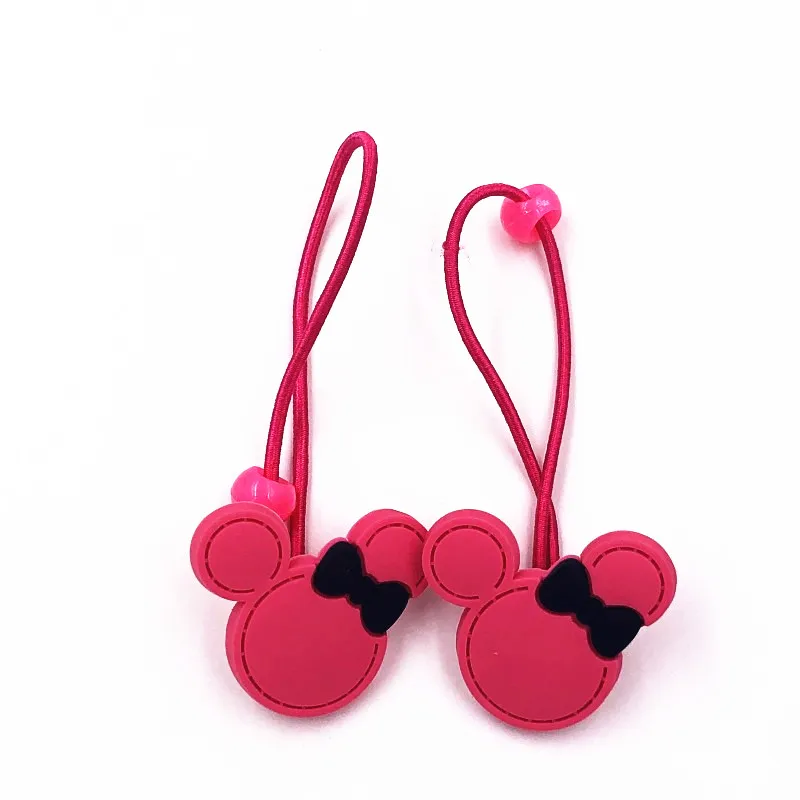 2 шт./компл. эластичные ленты для волос с Микки и Минни мягкие резиновые из ПВХ