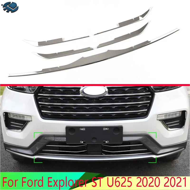 

For Ford Explorer ST U625 2020 2021 Stainless Steel Front Grille Accent Cover Lower Mesh Trim Molding Styling Bezel Garnish