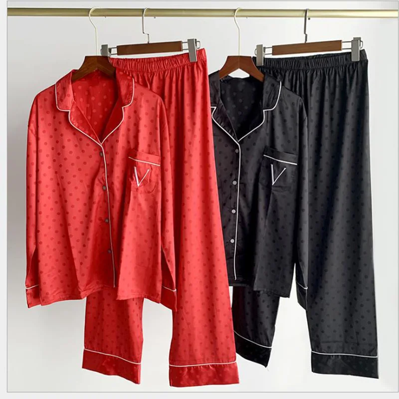 

Autumn and Winter Sleepwear Long Sleeve Pajamas For Women Satin Silk Pants Set Sexy Pajamas Women's Home Clothes Evening Wear