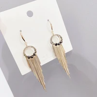 wholesale silver plated sapphire tassel earrings korean elegance retro long ins influencer stud women jewelry
