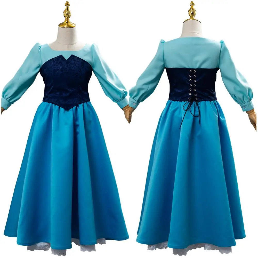 Детский Косплей костюм принцессы Русалочки голубое платье для детей детские