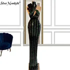 Платье без рукавов с высоким воротом Русалка Платья знаменитостей Полный сексуальные туфли с блестками вечернее платье для выпускного вечера Вечерние вечернее платье Исламская турецкие вечерние платья