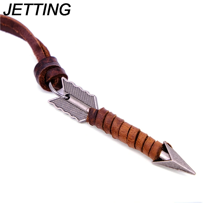 Модные мужские винтажные кожаные ожерелья в стиле панк с дикой стрелой подвески