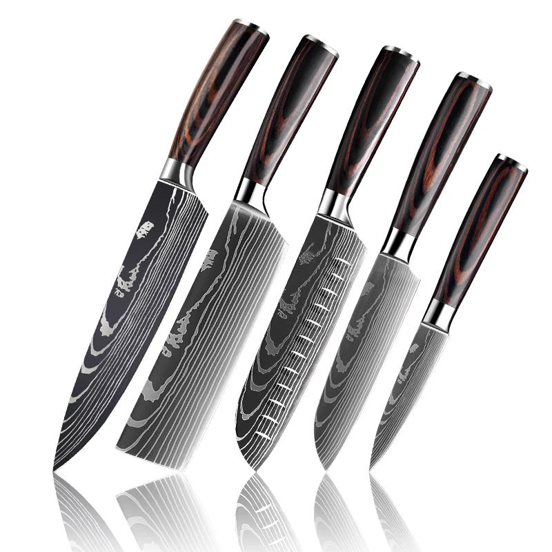 Набор кухонных ножей с японским Дамасским узором точилка для принадлежностей