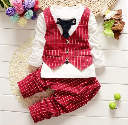 BibiCola Мальчики строгий комплект одежды для мальчиков костюм в клетку малышей