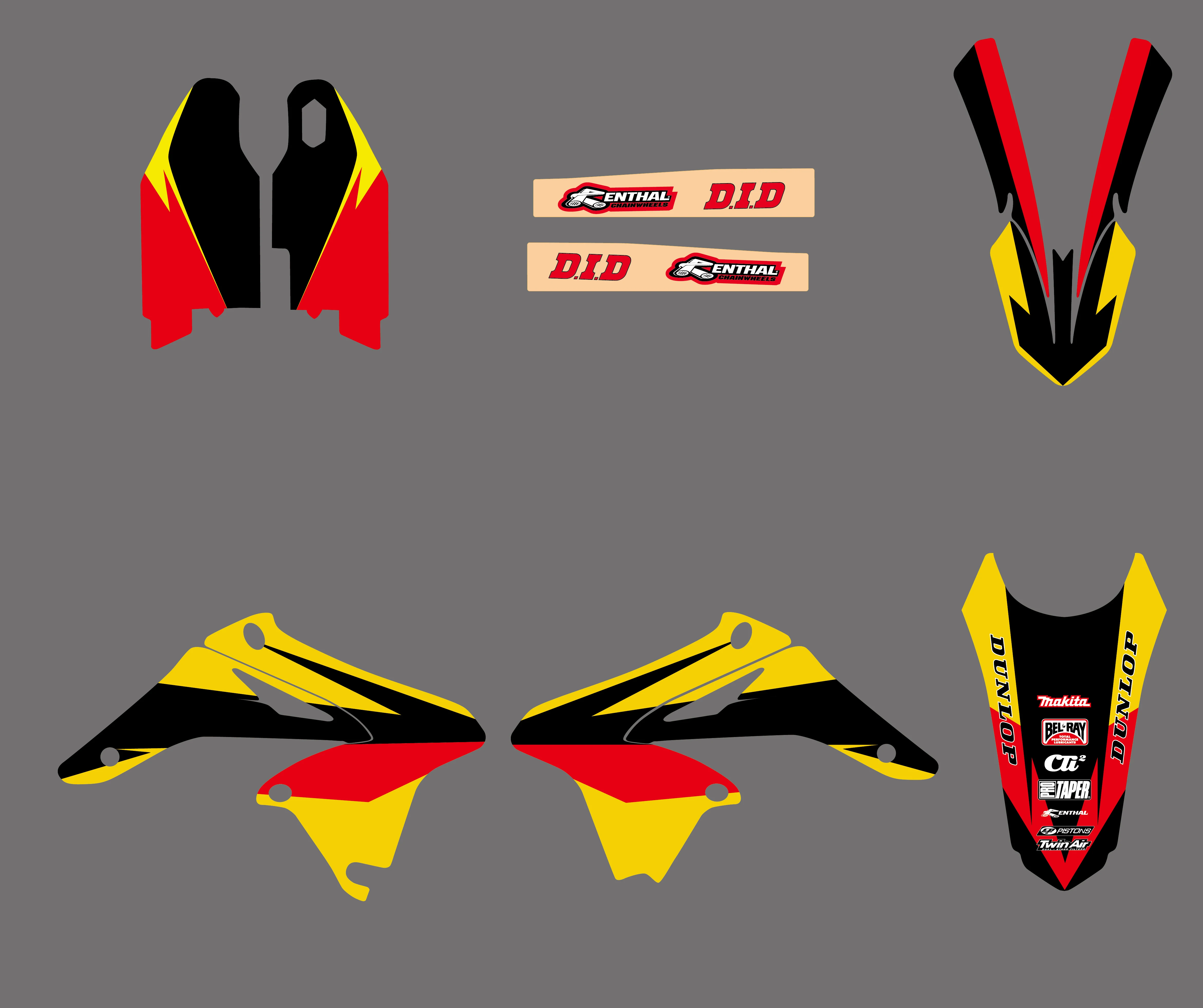 0124 желтая новая команда графики и фоны наклейки Наборы наклеек для Suzuki RMZ250 RMZ 250 2010