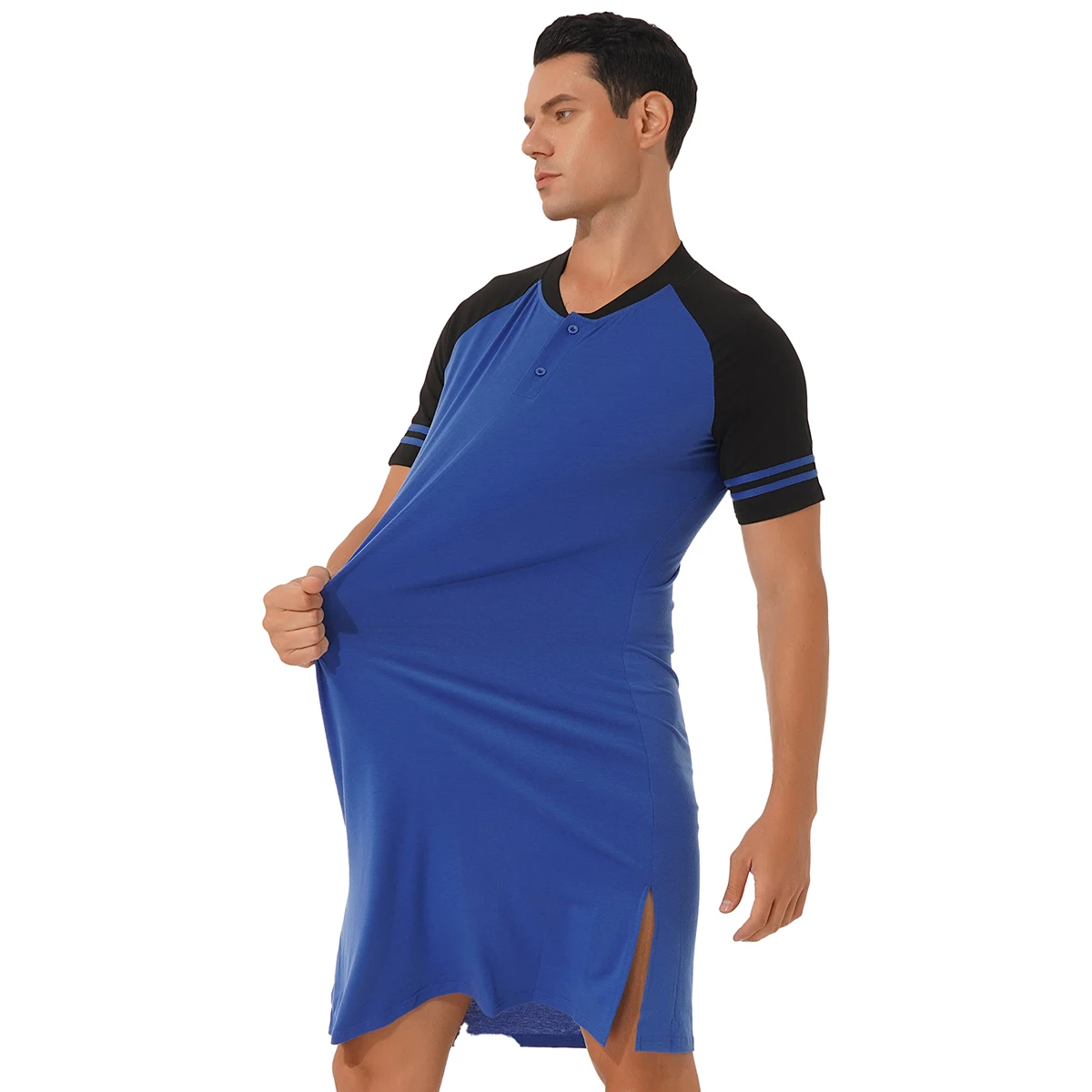 

Мужская Ночная рубашка с коротким рукавом и круглым вырезом