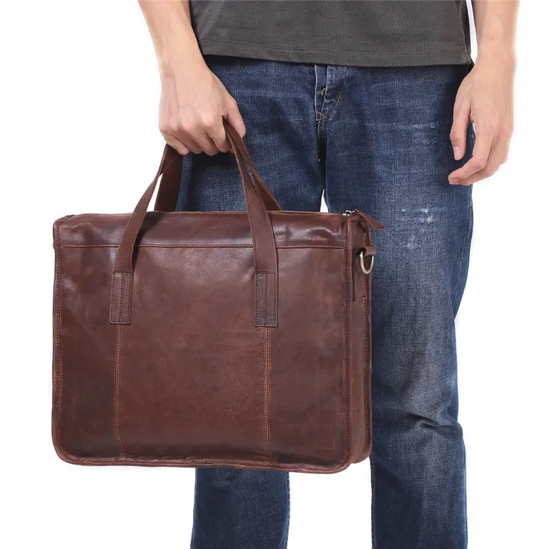Men's Bag Genuine Leather Men's Briefcases Laptop Bag Leather Totes For Document Office Bags For Men Messenger Bags