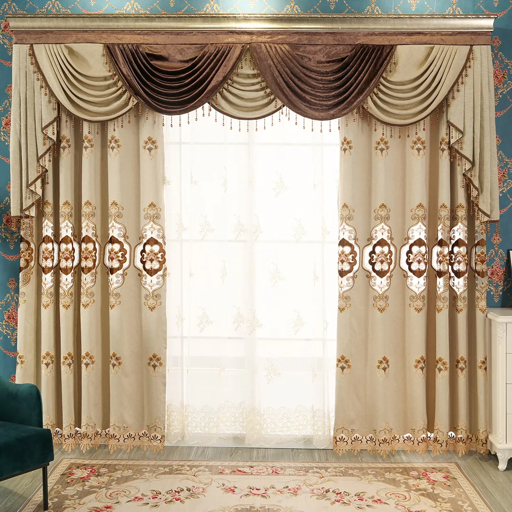 

2021 Light Luxury European Style Printed Blackout Curtain Finished Product Customization Curtains for Living Dining Room Bedroom