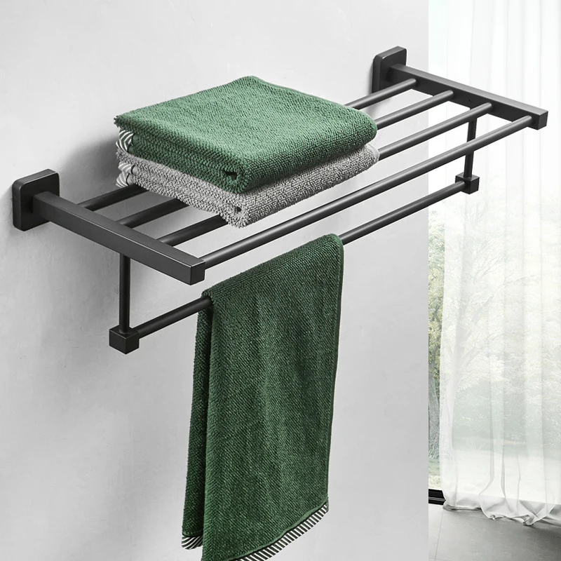 Черный держатель для полотенец из нержавеющей стали вешалка двойной крючок